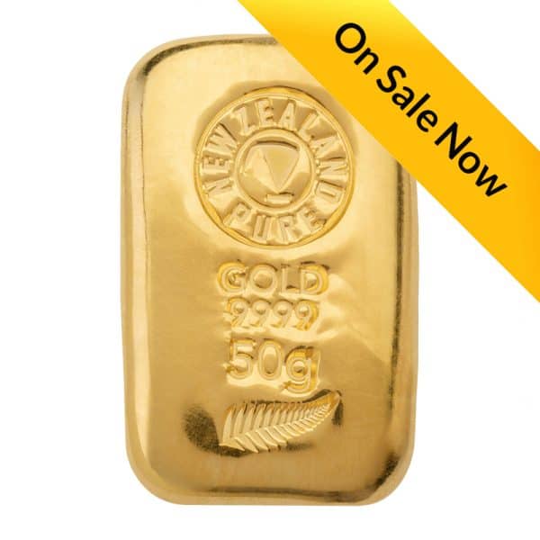 50g NZ Pure Gold Cast Bar 999.9
