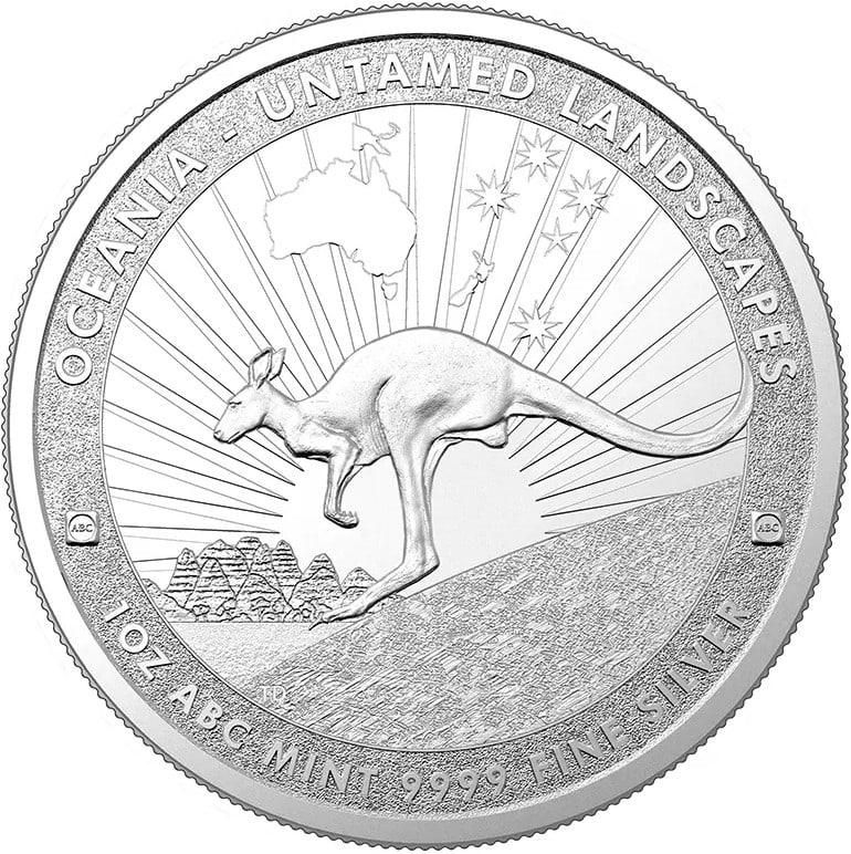 1oz ABC Fine Silver 999.9 Untamed Landscapes "KANGAROO" Coin (Loose)